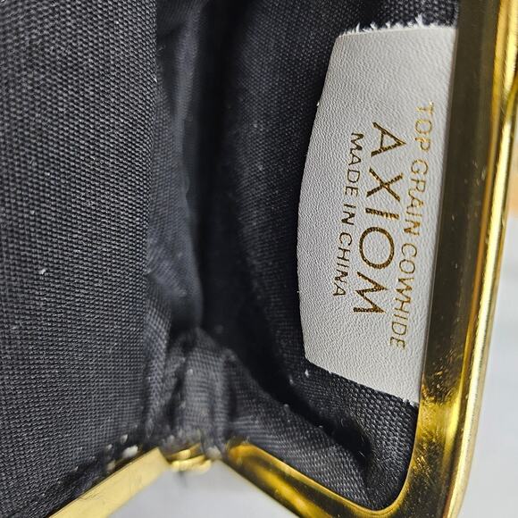 AXIOM GRAY COWHIDE COIN PURSE BRASS KISS LOCK SNAP CLOSURE VINTAGE STYLE - Picture 7 of 8